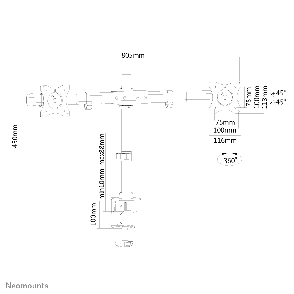 Neomounts by Newstar monitor bureausteun